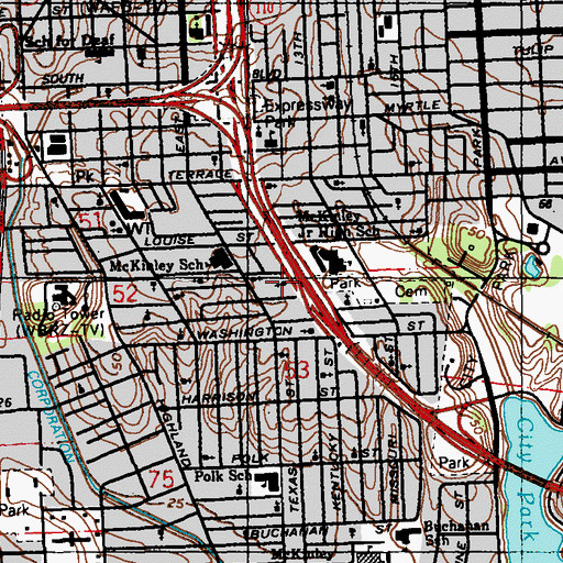 Topographic Map of Fairview Baptist Church, LA