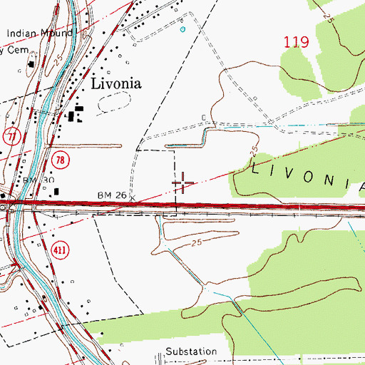 Topographic Map of Faith Baptist Church of Livonia, LA