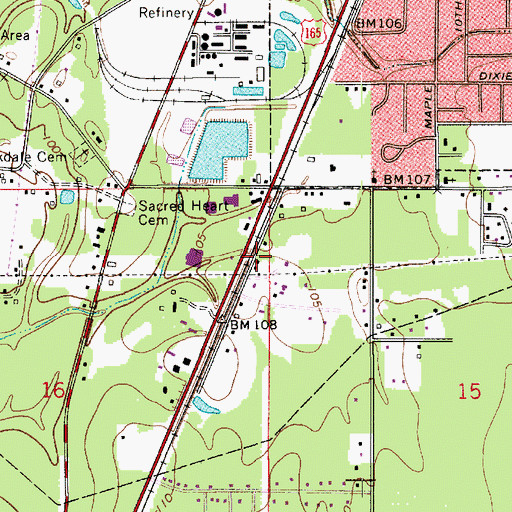 Topographic Map of Faith Bible Baptist Church, LA