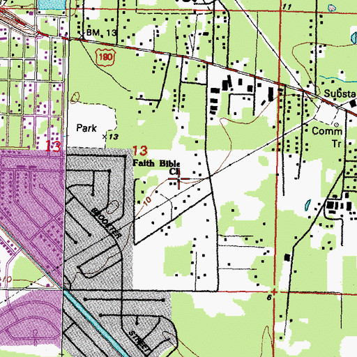 Topographic Map of Faith Bible Church, LA