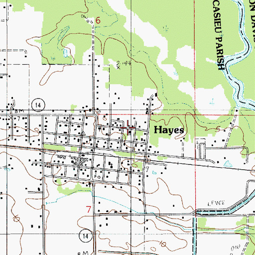 Topographic Map of Faith Christian Fellowship Church, LA