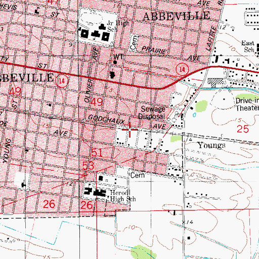 Topographic Map of Faith Hope Missionary Baptist Church, LA