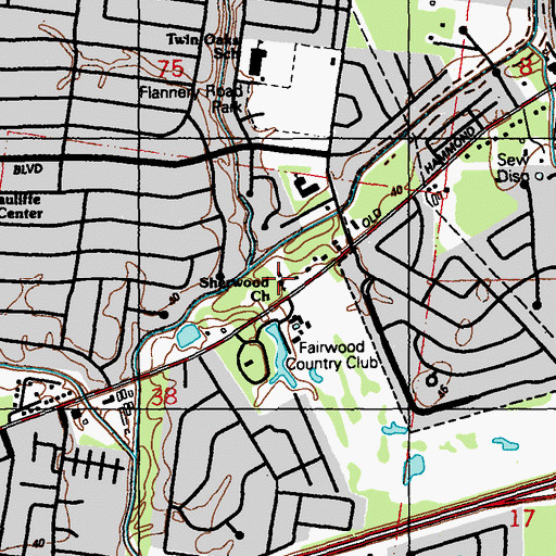 Topographic Map of Faith Presbyterian Church, LA