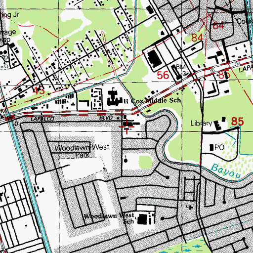 Topographic Map of Faith Presbyterian Church, LA
