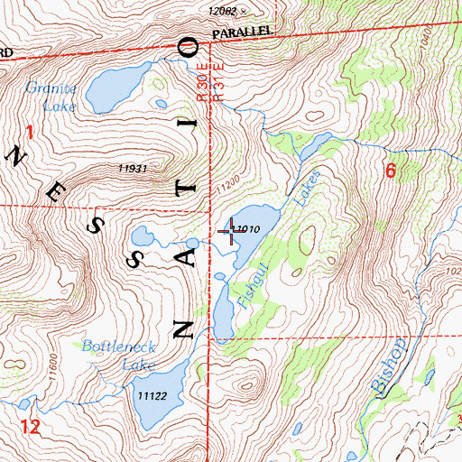 Topographic Map of Fishgut Lakes, CA