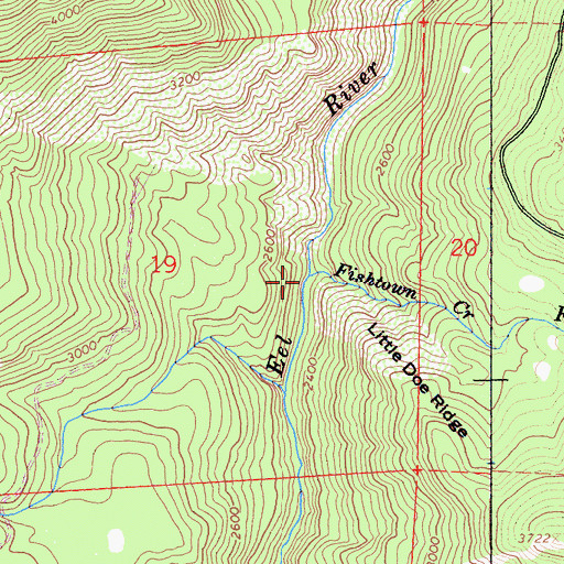 Topographic Map of Fishtown Creek, CA