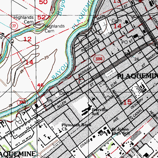 Topographic Map of Church of God, LA