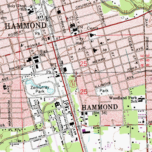 Topographic Map of Church of God of Prophecy, LA
