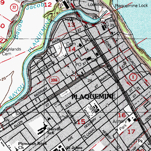 Topographic Map of Church of God of Prophecy, LA