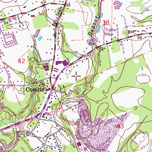 Topographic Map of Fellowship Baptist Church, LA