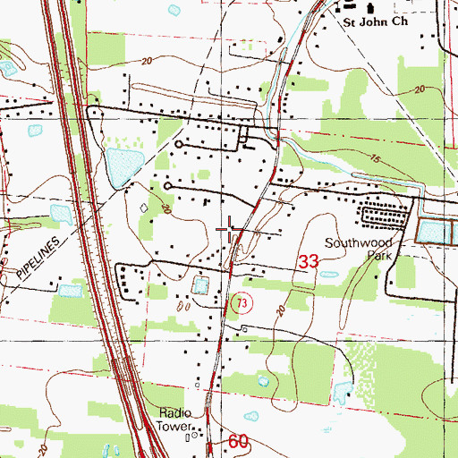 Topographic Map of Fellowship Church, LA