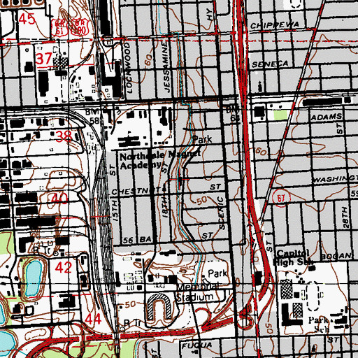 Topographic Map of First Alpine Baptist Church, LA