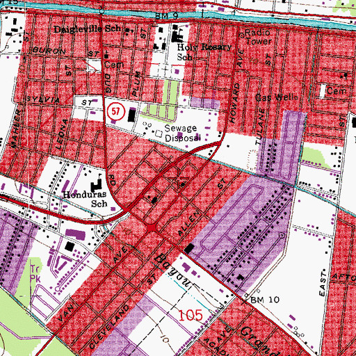Topographic Map of First Assembly of God Church, LA