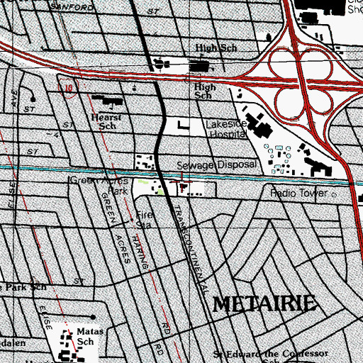 Topographic Map of First Assembly of God Church, LA