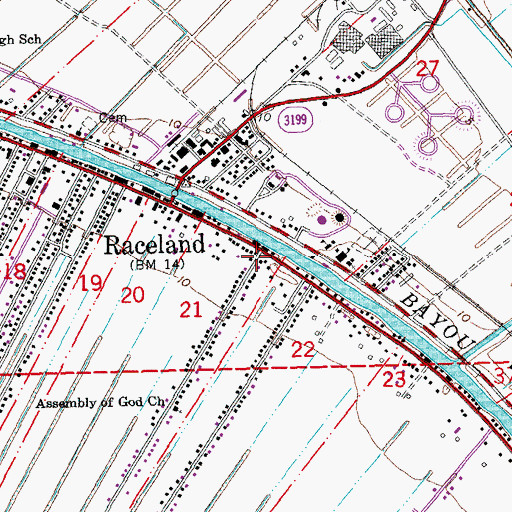 Topographic Map of First Assembly of God Church, LA