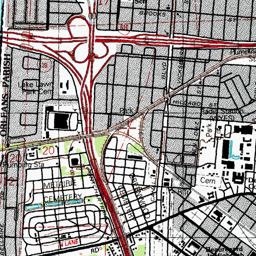 Topographic Map of First Baptist Church, LA