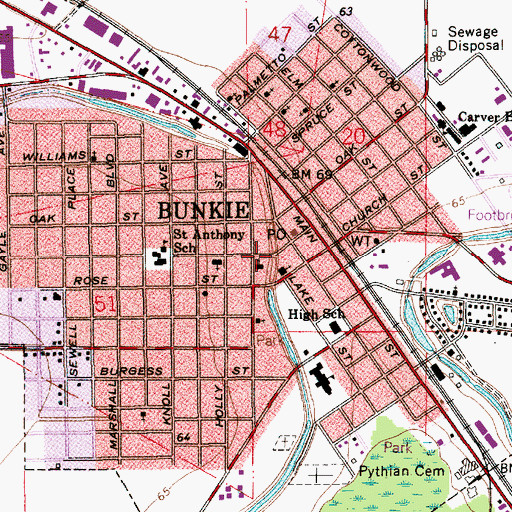 Topographic Map of First Baptist Church, LA