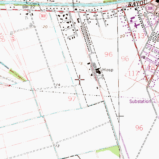 Topographic Map of First Baptist Church, LA