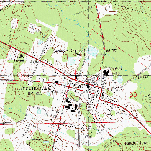 Topographic Map of First Baptist Church, LA