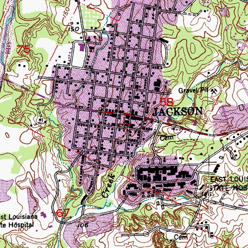 Topographic Map of First Baptist Church, LA