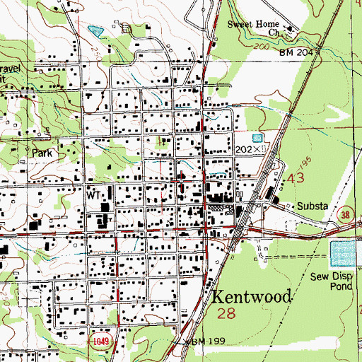 Topographic Map of First Baptist Church, LA