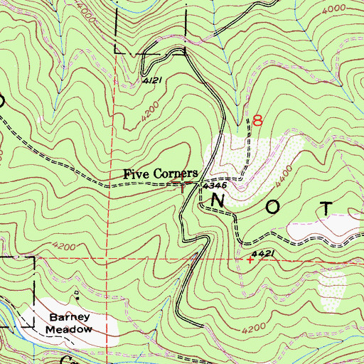 Topographic Map of Five Corners, CA