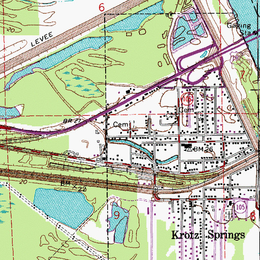 Topographic Map of First Baptist Church, LA