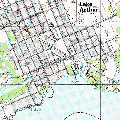 Topographic Map of First Baptist Church, LA