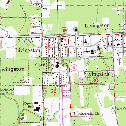 Topographic Map of First Baptist Church, LA