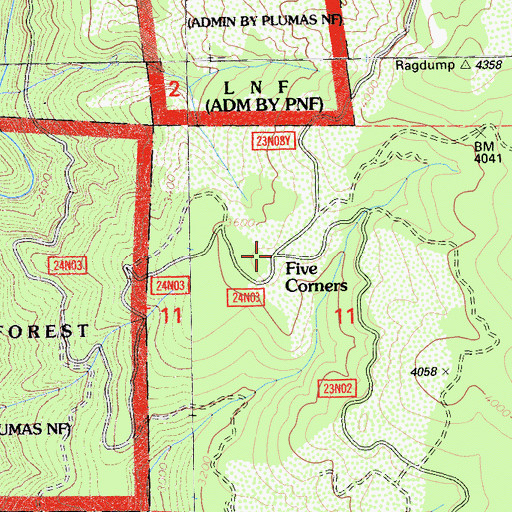 Topographic Map of Five Corners, CA