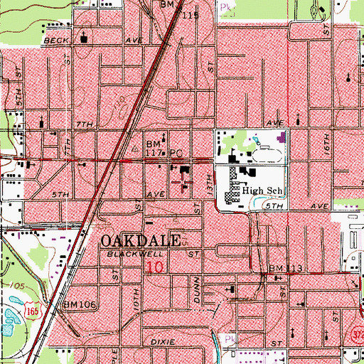 Topographic Map of First Baptist Church, LA