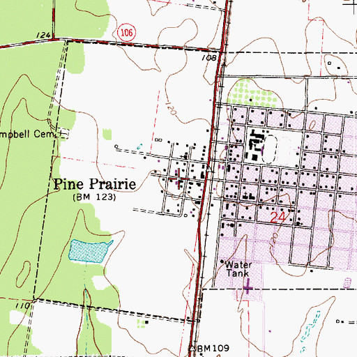 Topographic Map of First Baptist Church, LA