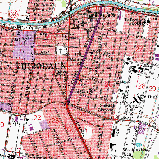 Topographic Map of First Baptist Church, LA