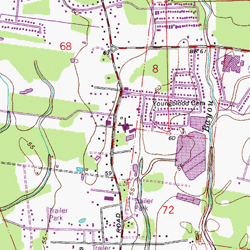 Topographic Map of First Baptist Church Central, LA