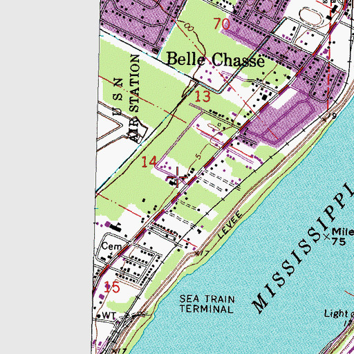 Topographic Map of First Baptist Church of Belle Chasse, LA