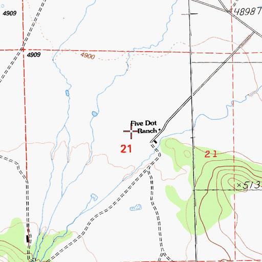 Topographic Map of Five Dot Ranch, CA