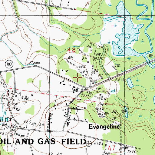 Topographic Map of First Baptist Church of Evangeline, LA