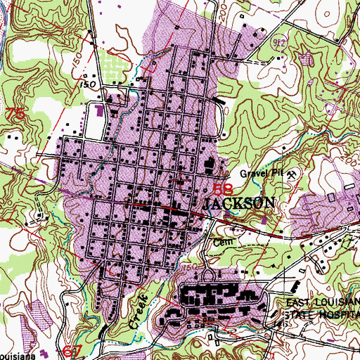 Topographic Map of First Baptist Church of Jackson, LA