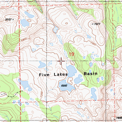 Topographic Map of Five Lakes Basin, CA