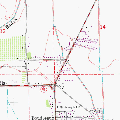 Topographic Map of First Baptist Church of Lydia, LA