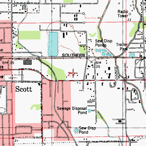 Topographic Map of First Baptist Church of Scott, LA