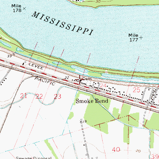 Topographic Map of First Baptist Church of Smoke Bend, LA
