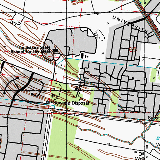 Topographic Map of First Baptist Deaf Church, LA