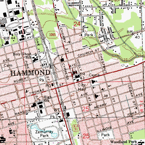 Topographic Map of First Christian Church, LA