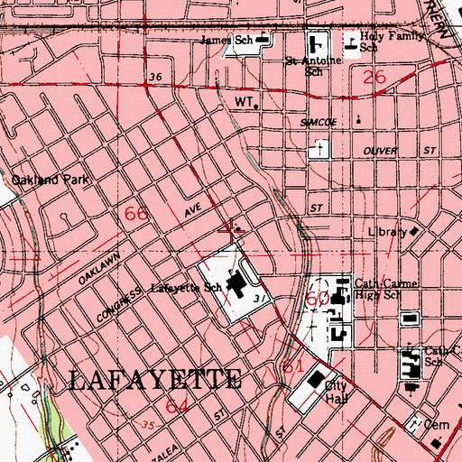 Topographic Map of First Christian Church, LA