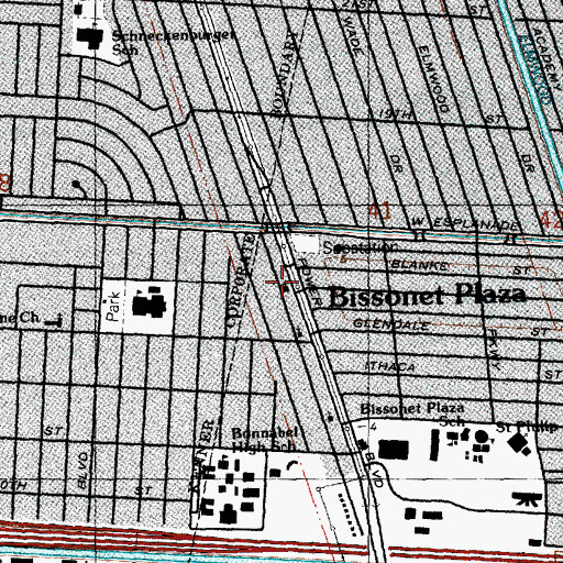 Topographic Map of First Church of God, LA