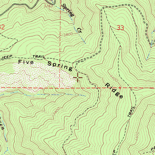 Topographic Map of Five Spring Ridge, CA