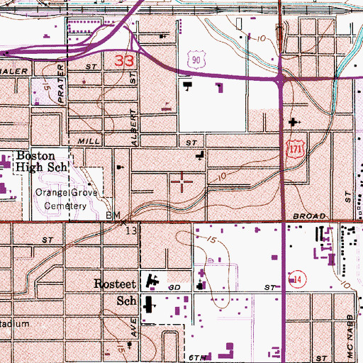 Topographic Map of First Community Baptist Church, LA