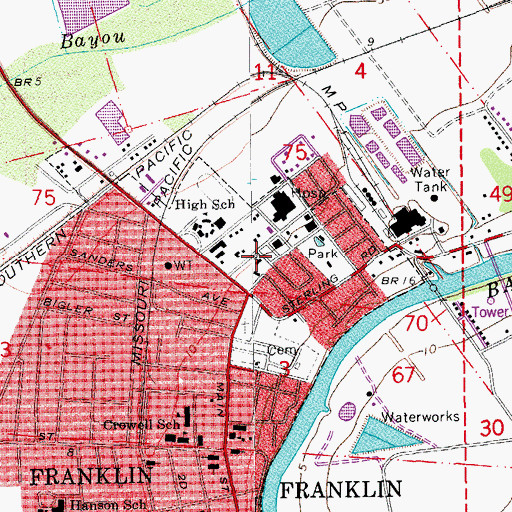 Topographic Map of Grace Presbyterian Church, LA