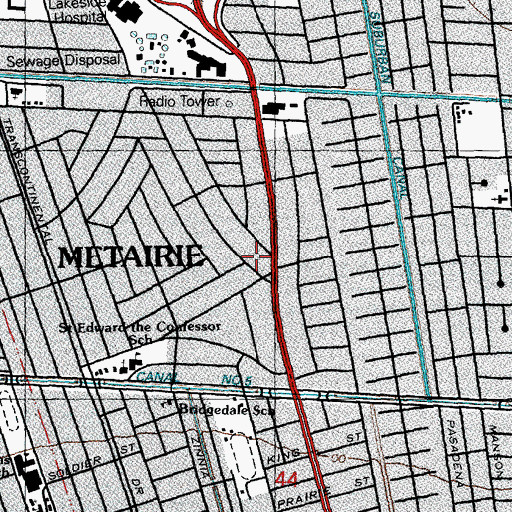 Topographic Map of Grace Presbyterian Church, LA